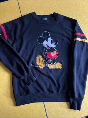 Disney 1980 Mickey Mouse Black Graphic Sweatshirt